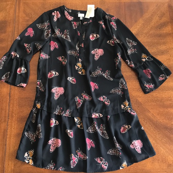 Cupio Dresses & Skirts - Cupio butterflies button down mid dress NWT size M